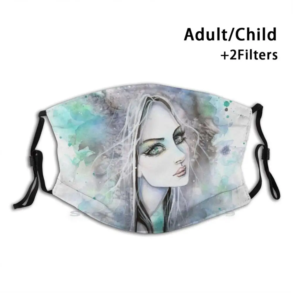 

Green Eyed Ghost Gothic Girl Fantasy Abstract Art Print Reusable Pm2.5 Filter DIY Mouth Mask Kids Womens Girls Fantasy Abstract