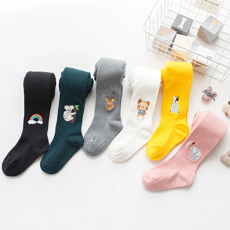 Милые колготки с 3D рисунком оленя для девочек 2019 осенний нагреватель леггинсы