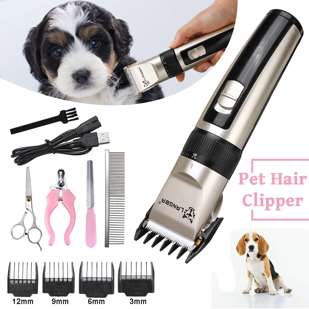 

Electric pet hair trimmer dog cat low noise USB rechargeable pet Varican grooming razor cutter set + spare blade