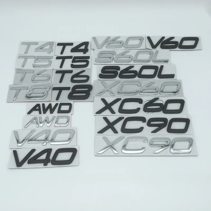 1 шт. 3D T4 T5 T6 T8 V40 V60 S60L XC60 XC90 AWD Автомобильная эмблема боковое крыло задний бампер