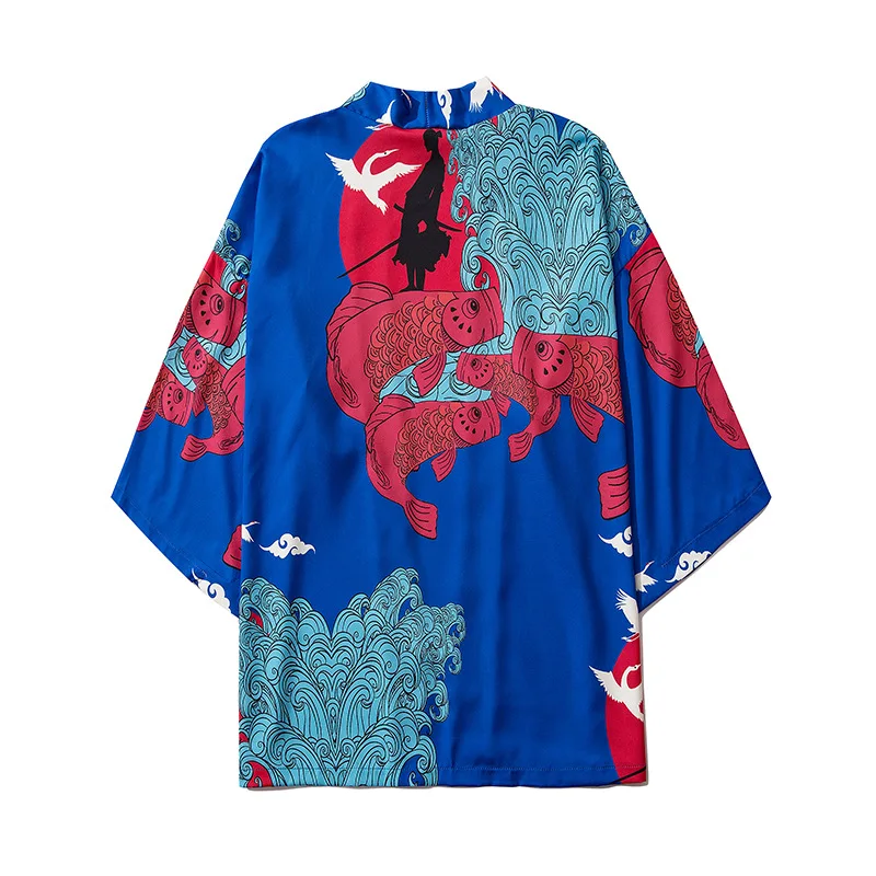 

Summer Kimono Man Cardigan Yukata Male Jacket Men Personality Japan Harajuku Streetwear Samurai Clothes Three Quarter Sleeve