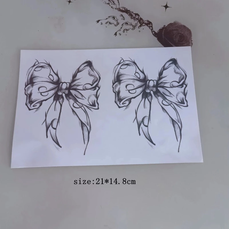 New 2021 Tattoo Dark Bow Tattoo Temporary Women Sexy Transferable Tattoos Body Art Waterproof Long Lasting Thigh Tattoo Stickers