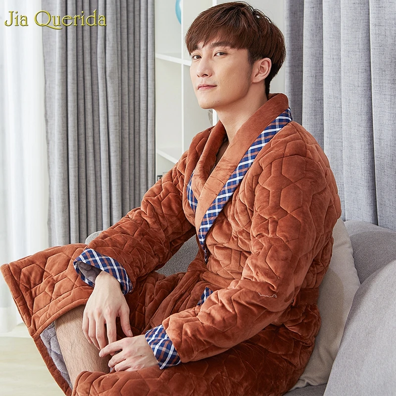 Длинная ночная рубашка для мужчин плюс размер бархатное кимоно банный халат