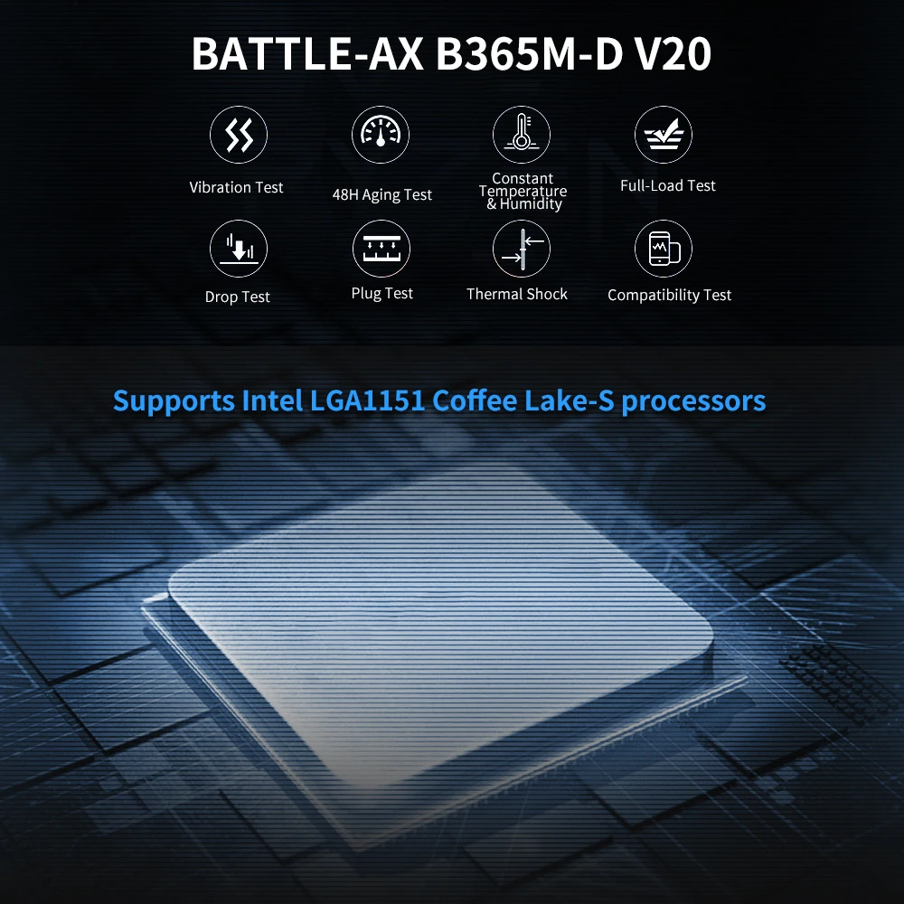 Цветная материнская плата BATTLE-AX B365M-D V20 LGA 1151, игровая материнская плата, Поддержка процессоров Intel LGA1151 coffee Lake-S