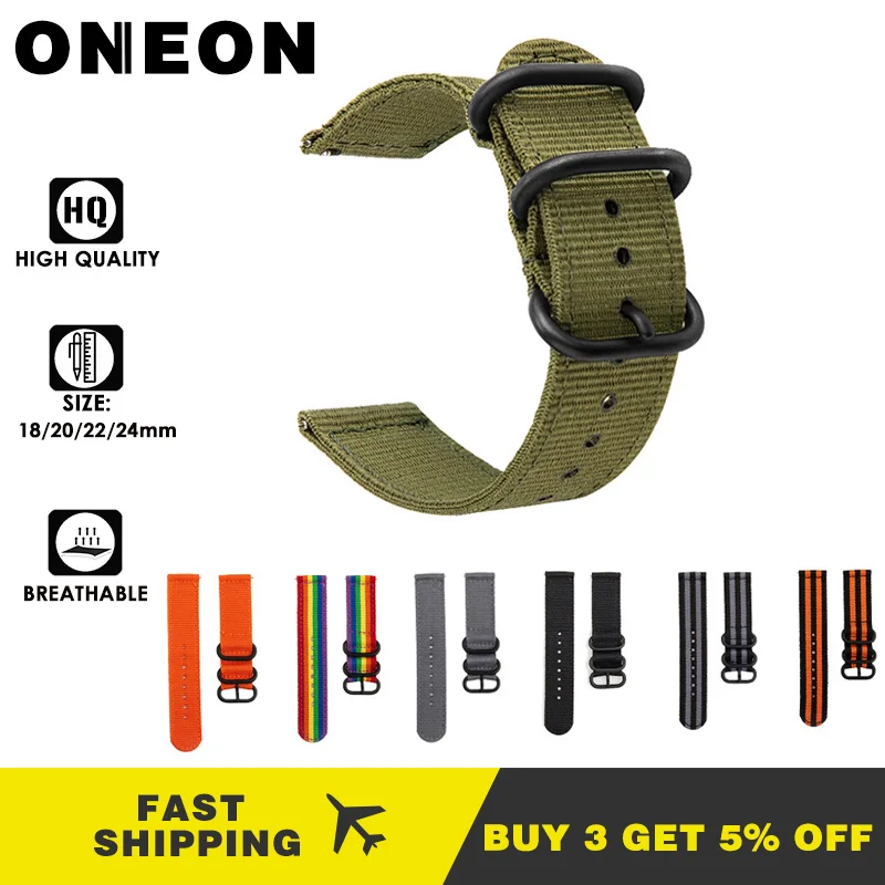 Онеон новый нейлоновый ремешок для Samsung s3 Apple часов 18/20 мм/22 мм/24 мм Модная легкая
