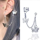 2021 Модные клипсы в виде бабочки серьги-Крючки для ушей, клипсы для ушей из нержавеющей стали, Двойные серьги, серьги для женщин, девушек, ювелирные изделия, подарок