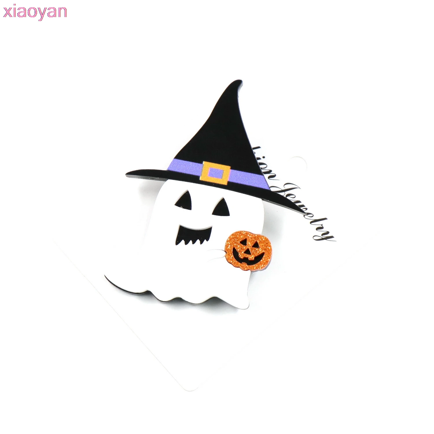 (1 шт.) брошь для Хэллоуина (булавка) призрак шляпа ведьмы Тыква акриловая |