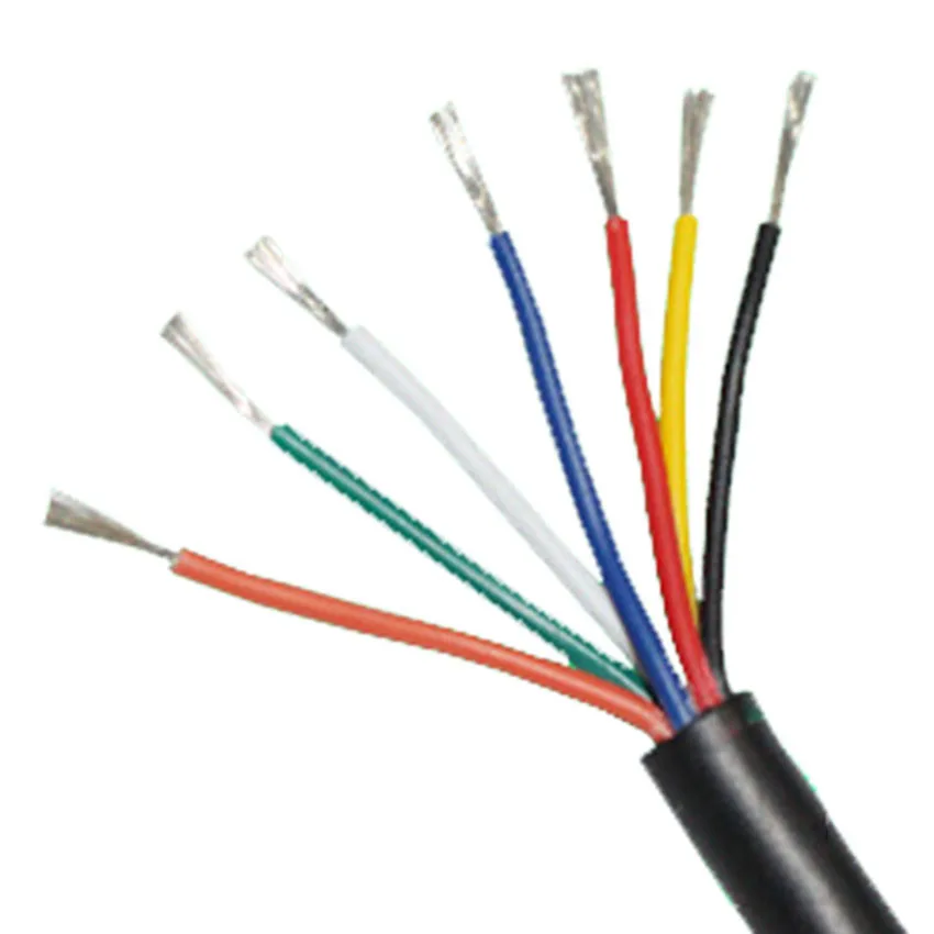 Черный мягкий провод в оболочке 7 Core 20 AWG 5m через экструзионное производство ПВХ