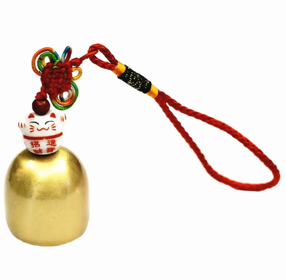 Фэн шуй счастливый кот керамические Манеки Neko медный колокольчик подвесные