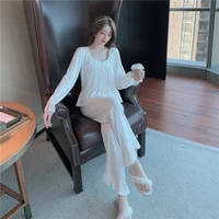 pajamas womens new spring and autumn pits cotton comfortable lace sexy palace style temperament long sleeved suit home service