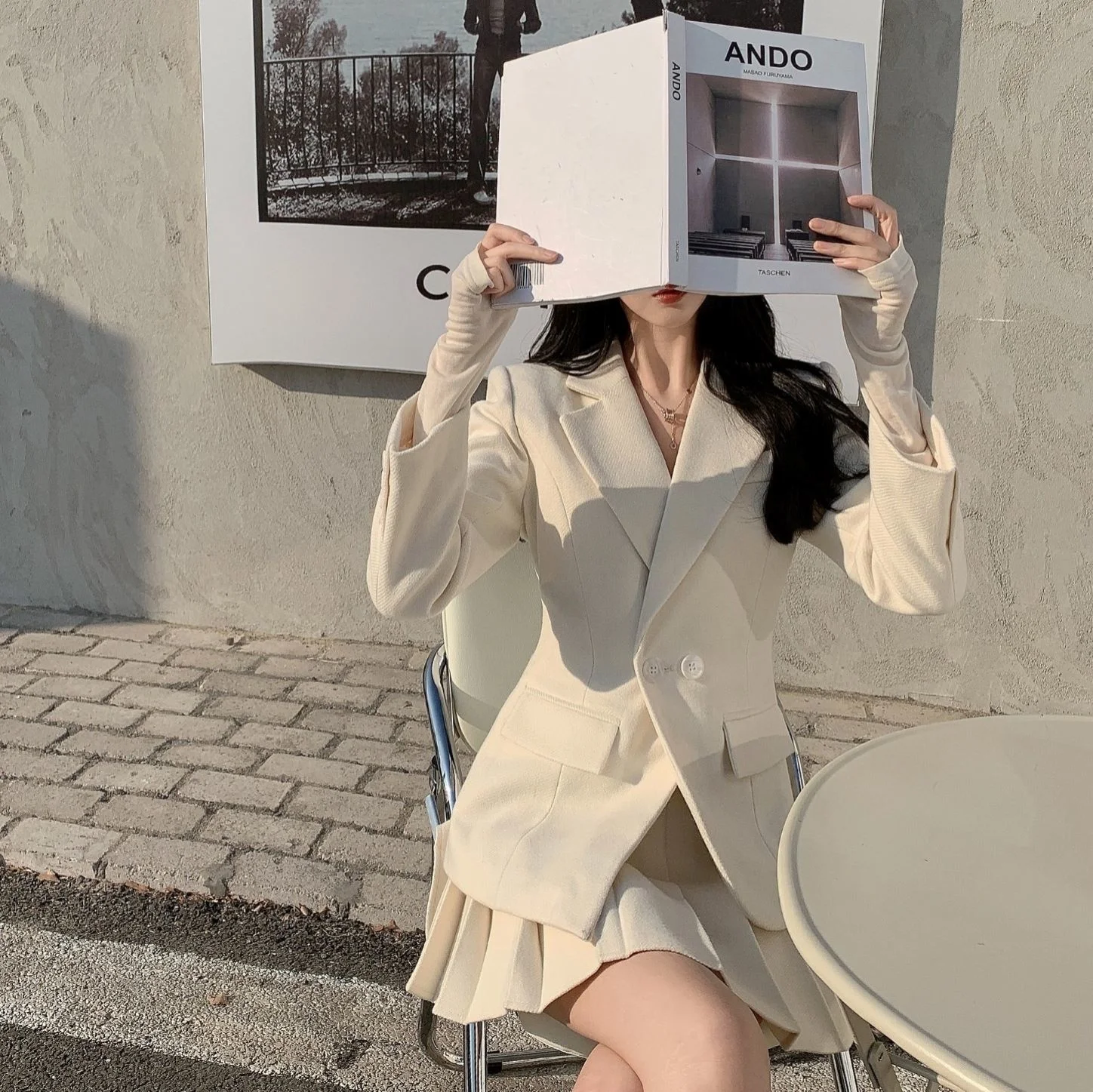 Женский офисный пиджак Осенний двурядный костюм на пуговицах с длинным рукавом