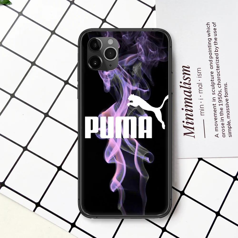 

Fashion Sports Brand Puma Phone Case Cover For Iphone 5 5S 6 6S PLUS 7 8 11 12 Mini X XR XS PRO SE 2020 MAX black Shell Luxury