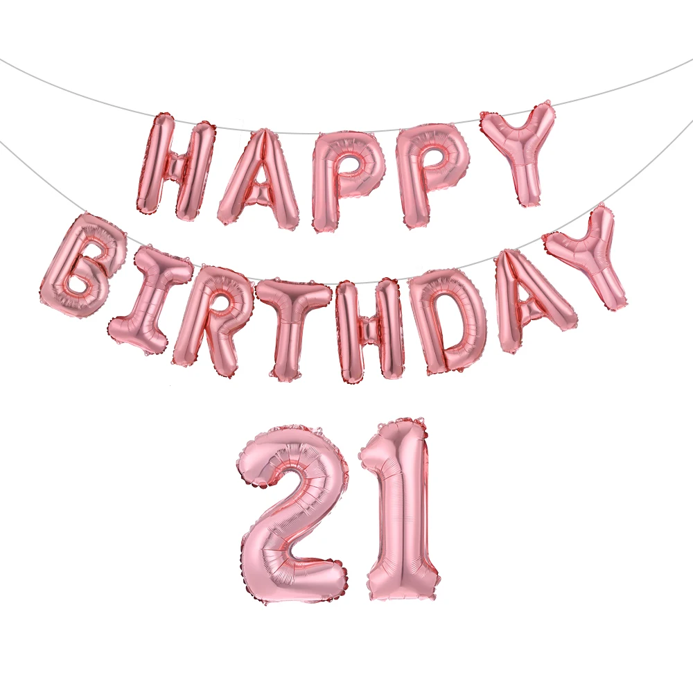 1 комплект 16-дюймовые гелиевые шары из розового золота с надписью Happy Birthrday 18 21 30 40