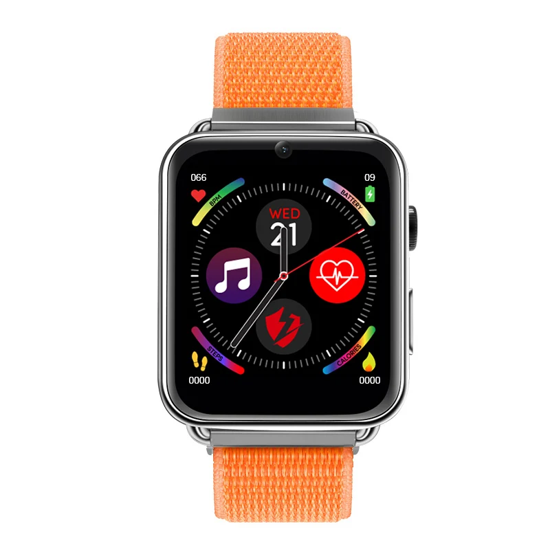 Silver orange strap LEMFO LEM10 4G Смарт-часы Android 7,1 GPS Bluetooth Wi-Fi 1,88 дюймов экран 780 мАч батарея 3 ГБ 32 ГБ для Android Iphone предпродажа - Цвет: Silver orange strap
