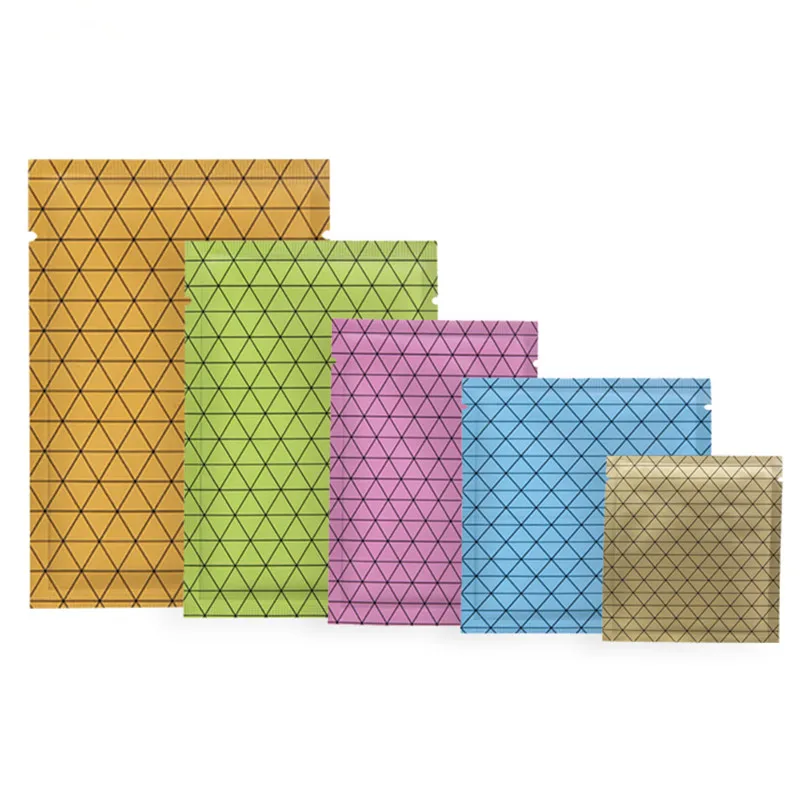 

Matte Open Top Aluminum Foil Bag Square Pattern Heat Sealing Mask Herbal Cosmetics Nail Powder Packaging Bags