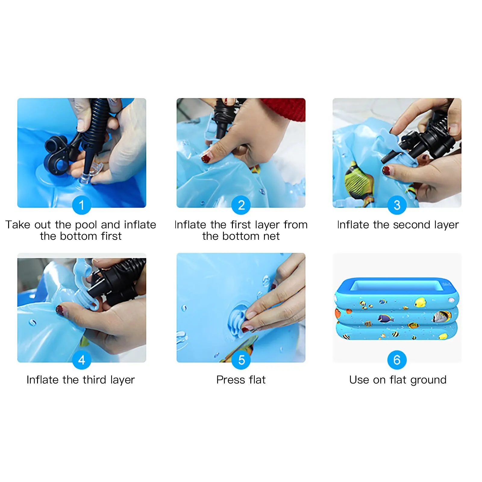 

Garden Swimming Pool PVC Material 120cm/130cm Baby Swimmign Pools Rectangular 2021 Hot Sale Kids Summer Activity Bathing Tub