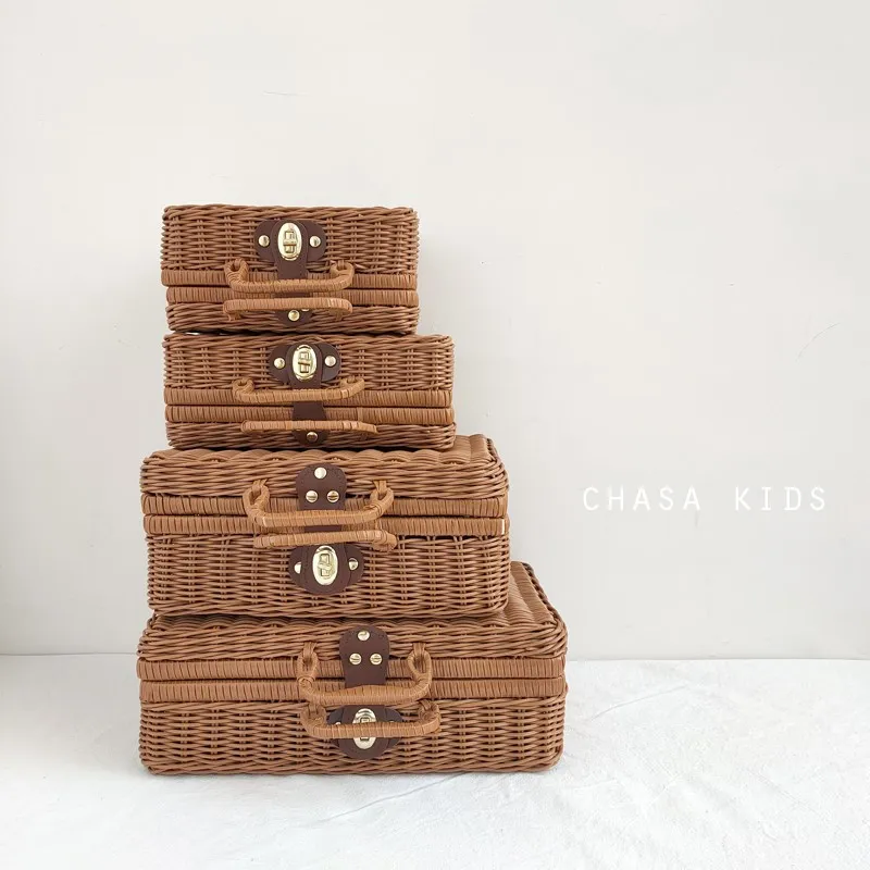 Женская винтажная бамбуковая коробка Соломенная Сумка тоут милый женский клатч