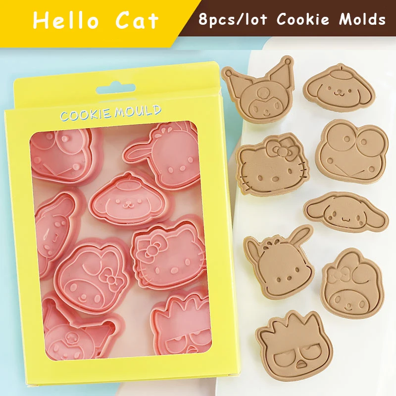 

8 шт./лот 3D формы для печенья в виде кошки для выпечки «сделай сам» мультяшная форма для печенья Форма в виде кошки Hello Cat Пластиковые кухонные...