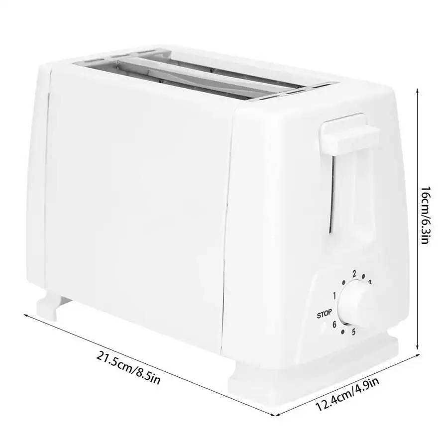 

750W Electric Toaster 6 Gears 2 Slice Automatic Bread Baking Maker Machine EU Plug 220-240V White Kitchen Breakfast Machine