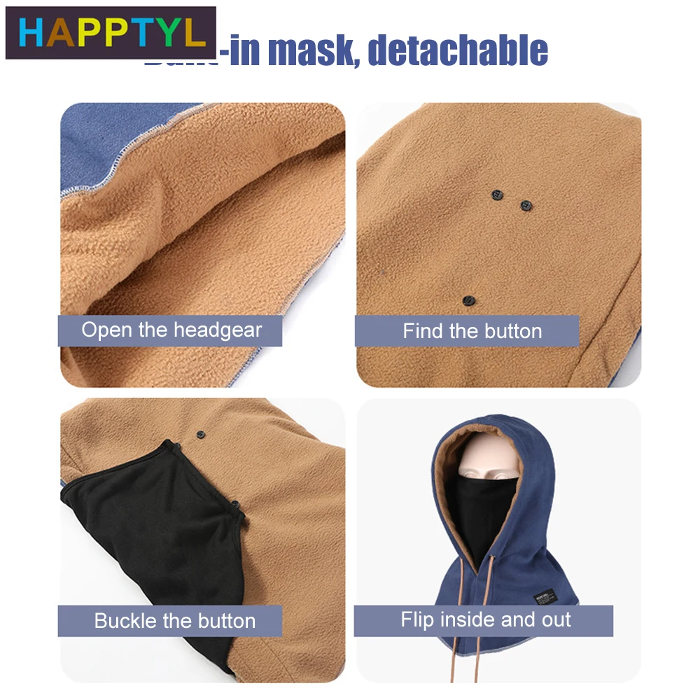 HAPPTYL Зимняя Теплая Лыжная маска флисовая ветрозащитная шапка для спорта на