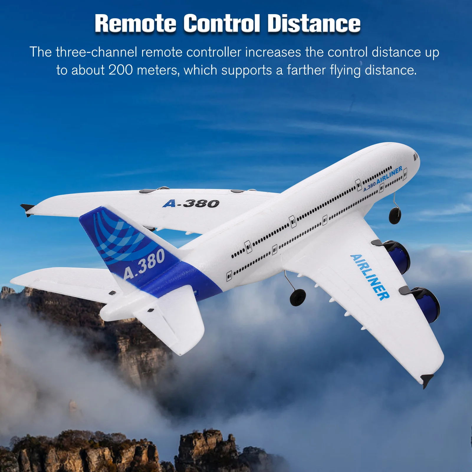 Новый A380 2 4G RC самолет летающий планер светодиодный ным прожектором 3CH для