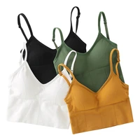 tanks camis brand summer womens suspender vest sports underwear backing high waist short sexy exposed breast pad navel top