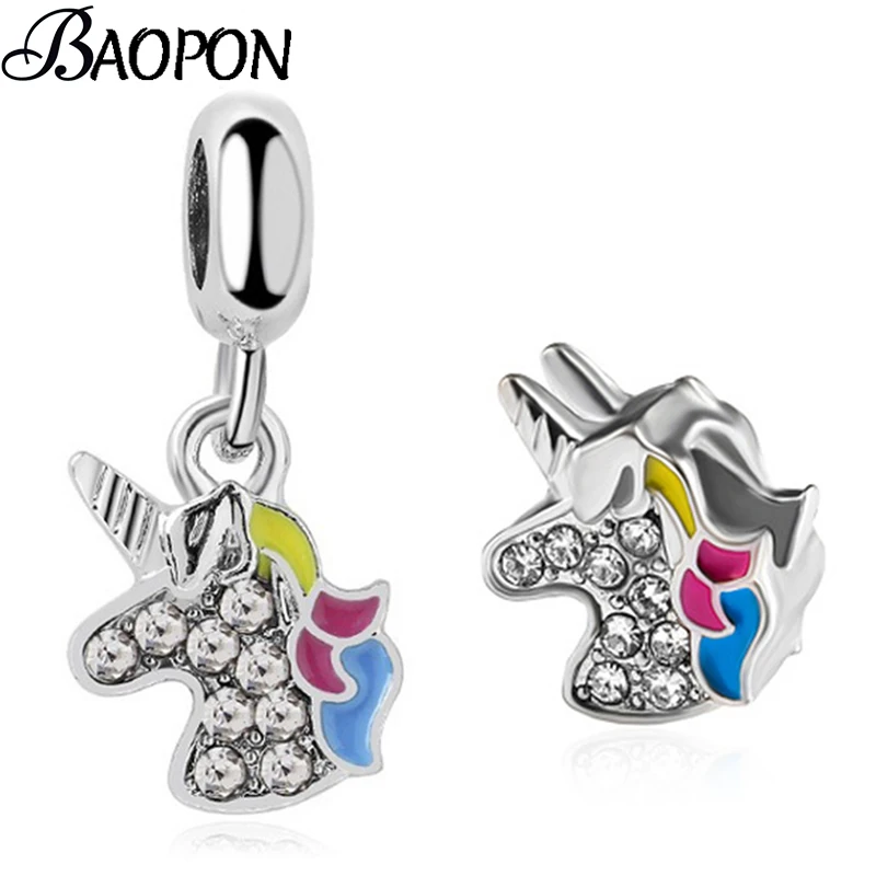 2 шт./лот Модный милый кулон в виде единорога подходит для брендовых браслетов