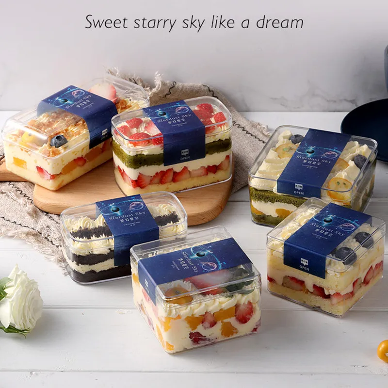 

25pcs Square transparent hard plastic box birthday wedding Christmas party favors candy cake gift boxes dessert box no sticker