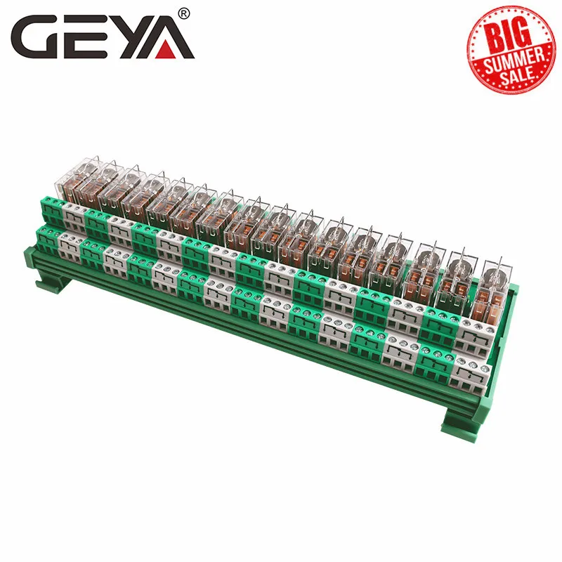 GEYA 2NG2R 16 каналов Omron релейный модуль с PLC разъемом 2NO 2NC 12VDC 24VDC DPDT реле сменный|Реле| |