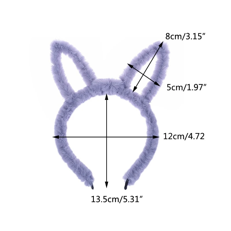 Cute Hollow Out Cat Rabbit Ears Headband Fuzzy Furry Plush Solid Color Hair Hoop Wash Face Makeup Cosplay Headpiece images - 6