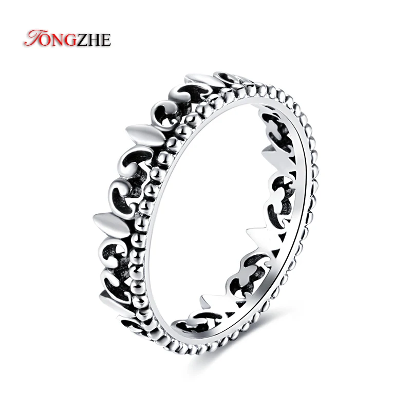 Новые богемные винтажные кольца TIONGZHE с короной для женщин тибетским серебряным