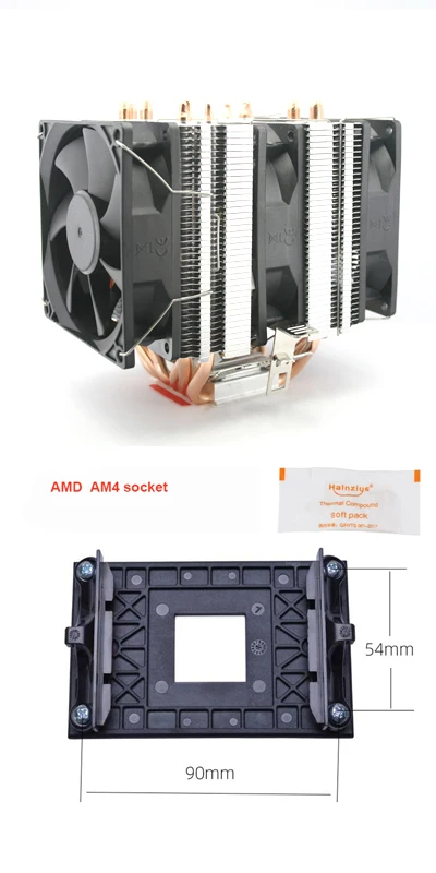 3 fan AMD AM4 6 тепловой трубы 4пр Вентилятор охлаждения процессорный кулер вентилятор Радиатор охлаждения радиатора для Intel LGA 775/115X/1366 для AMD FM1/FM2+/AM2+/AM3+ кулер - Цвет лезвия: 3 fan AMD AM4