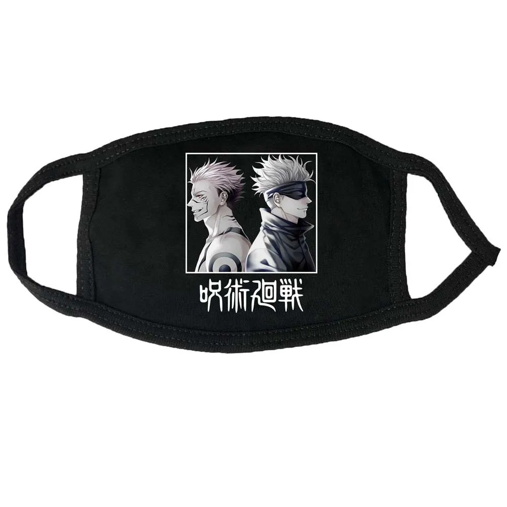 

Jujutsu Kaisen Washable Cotton Mouth Mask Warm Kawaii Japanese Fashion Anime Cosplay Cute White Black Solid Unisex 2021 New