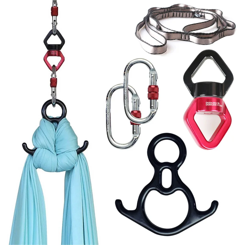 PRIOR FITNESS Hardware for Aerial dance set Yoga Accessories Flying Aerial Silks and Antigravity Hammock Swing Swivel Climbing