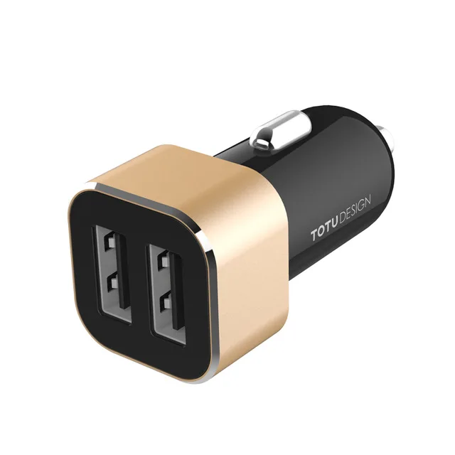 Black with Gold TOTU универсальное быстрое двойное автомобильное usb-устройство для зарядки телефона 2.4A для iPhone samsung Xiaomi автомобильное зарядное устройство для мобильного телефона автомобильное USB зарядное устройство - Тип штекера: Black with Gold