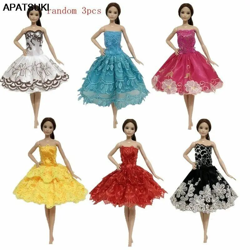 random 3pcs dress1 Белое модное свадебное платье для куклы Барби большие Вечерние платья Бальные Vestidoes наряды кукла 1/6 аксессуары - Цвет: random 3pcs dress1