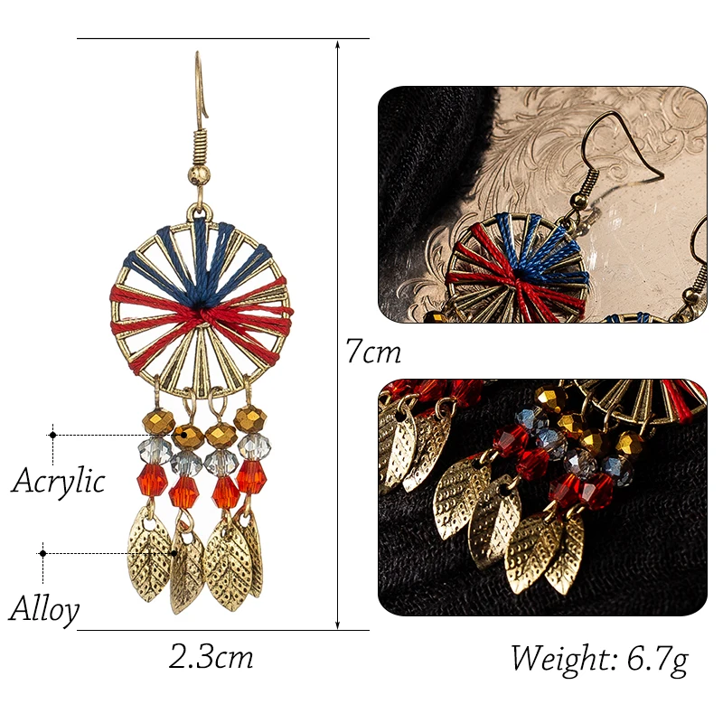 Винтажные длинные висячие Висячие серьги капли с золотыми кисточками в стиле