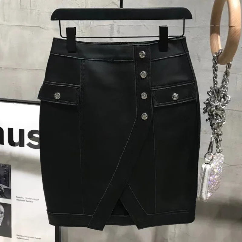 

SHZQ Ladies Real Leather Skirt