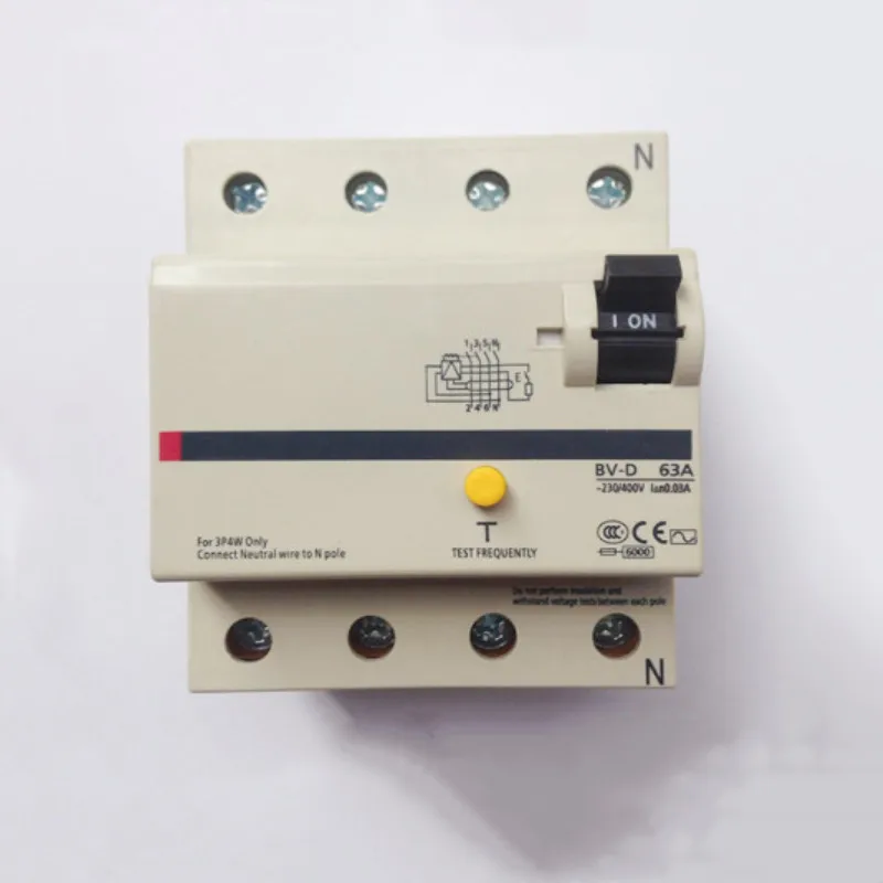 

6A 16A 20A 25A 32A 40A 63A BV-D 4P Earth Leakage Circuit Breaker Residual Current Circuit breaker RCBO MCCB