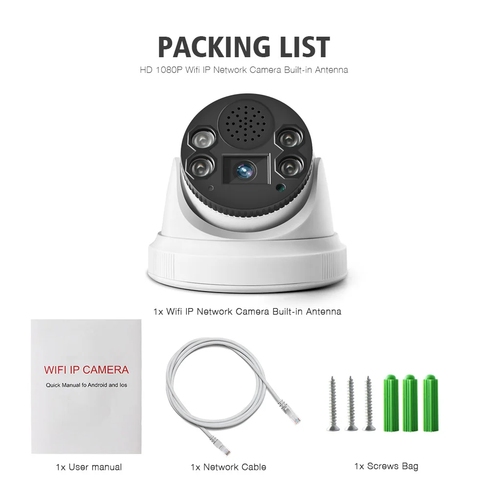 HD 1080P WIFI IP Camera Audio Record 2.0MP Wireless Onvif Night Vision Indoor Dome 2-Way P2P APP iCsee | Безопасность и защита