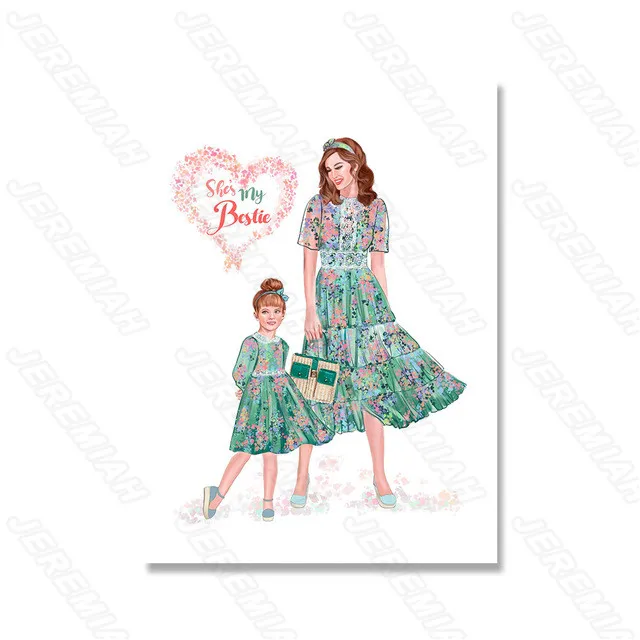 

Happy Mother Woman Character Poster Nordic Style Wall Canvas Canvas Print Painting Modern Living Room Bedroom Decoration