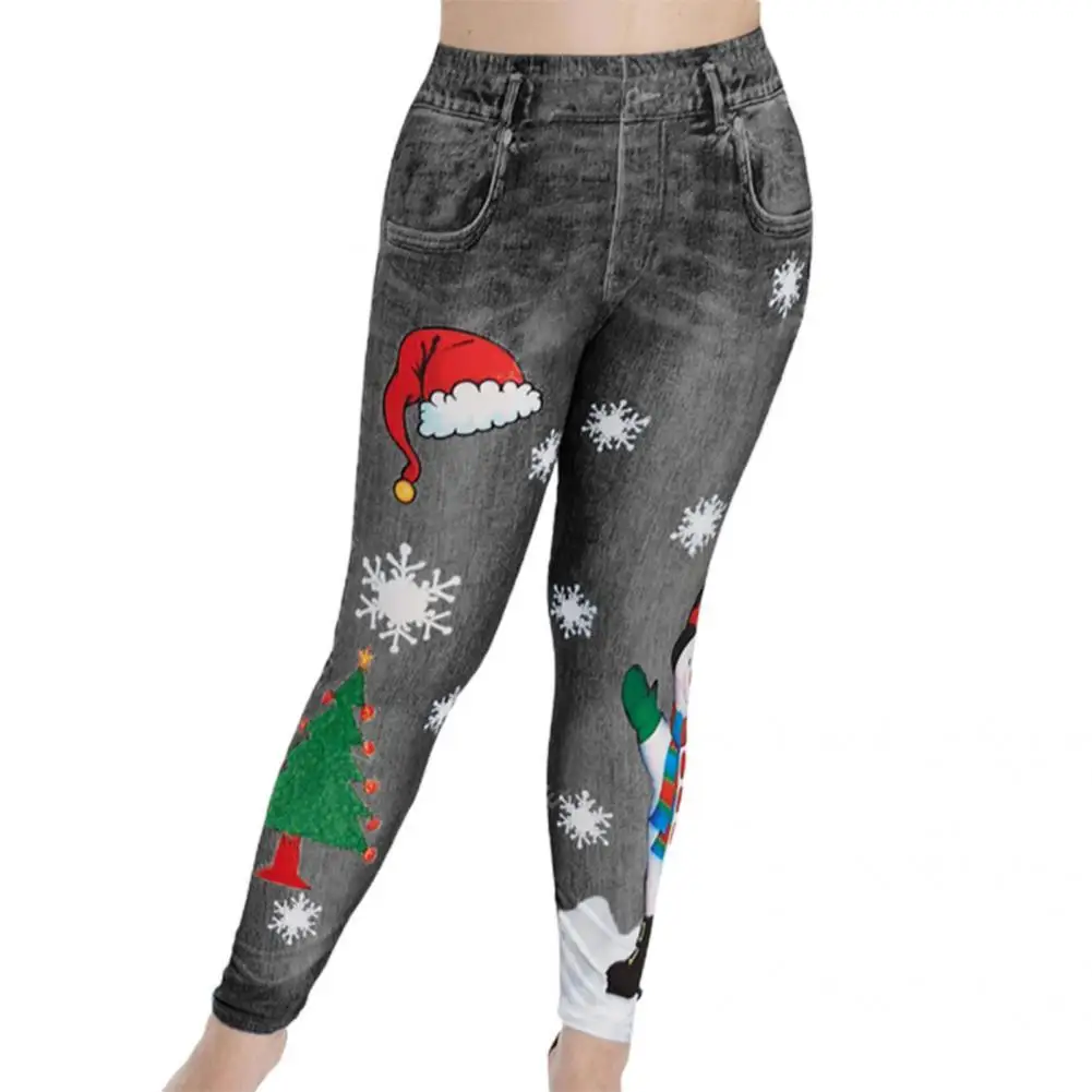 

Fitness Pants Novel Lightweight Ankle Banded Snowman Snowflake Print Women Leggings for Festival Women Leggings Xmas Pants