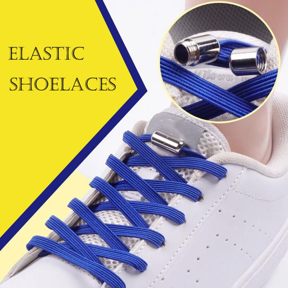 

No Tie Shoe Elastic Laces Sneakers Shoelaces Metal Lock Creative Kids Adult Sneakers Flat Shoelace Fast Safety Lazy Lace Unisex
