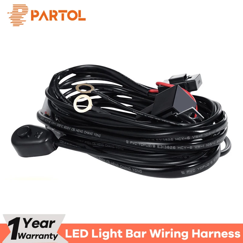 Partol Car Auto Led Work Lamp Driving Lights Wiring Harness Switch DRL Relay Kit Offroad Led Light Bar Wire Cable 40A 12V 24V