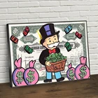 Граффити Монополия миллионер уличное искусство холст живопись стены Искусство 100 доллар деньги плакат и печать для гостиной домашний декор