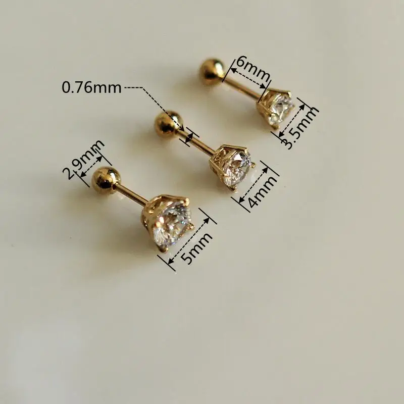 GOLDtutu 14k инкрустированный сверкающим цирконием Мини четыре когтя шесть когтей