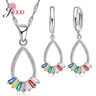 Новый корейский Ins 925 стерлинговые серебряные украшения со стразами комплект роскошные винтажные вечерние CZ ожерелье серьги в виде капель, хорошее ювелирное изделие