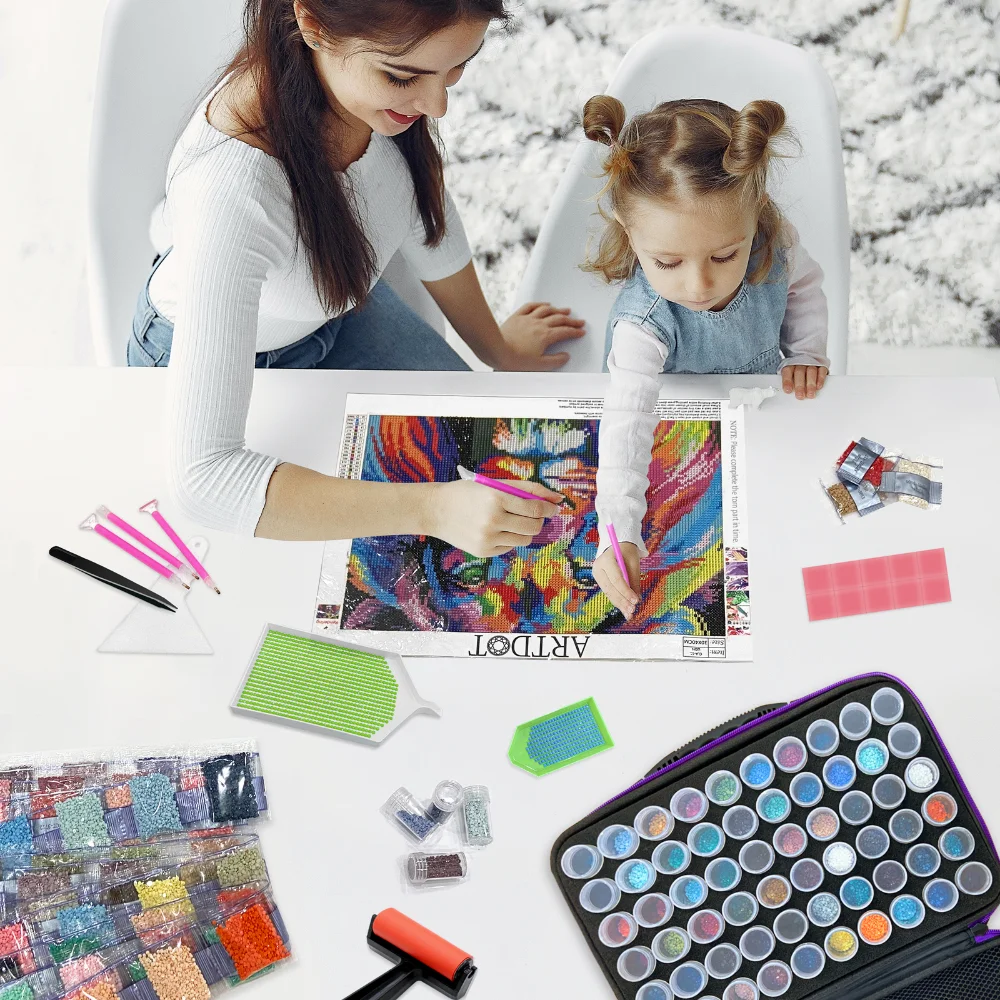 

5D Diamond Painting Accessories Storage Box 7/15/30/60 Slot Beads Container Jar Zippered Case for DIY