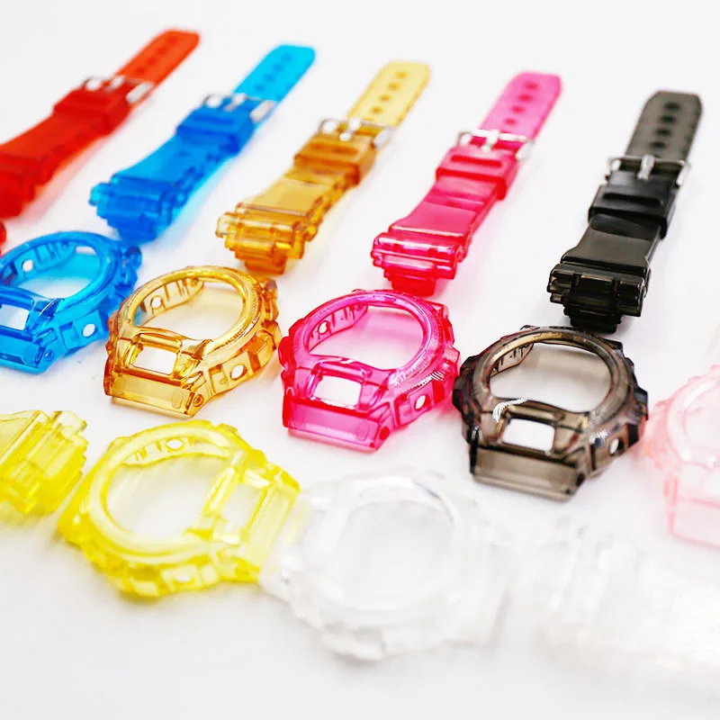Ремешок для часов и чехол Casio G SHOCK DW 6900 6600 6930 3230 прозрачный силиконовый ремешок Gshock