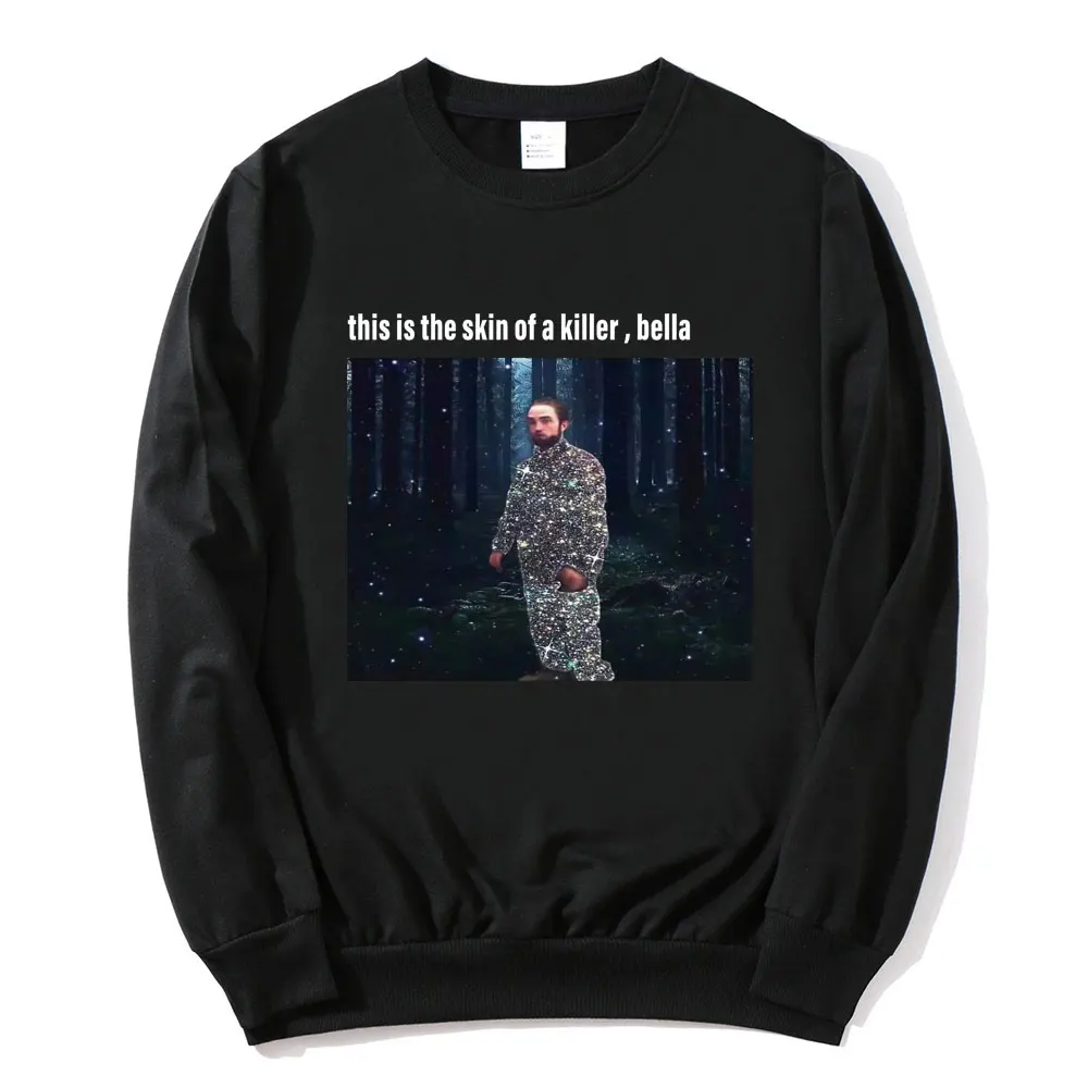 

Hip Hop Style Robert Pattinson Standing Meme Pure Round Collar Oversized Black Men Clothes Cotton Tracksuit Long Sleeve Costume